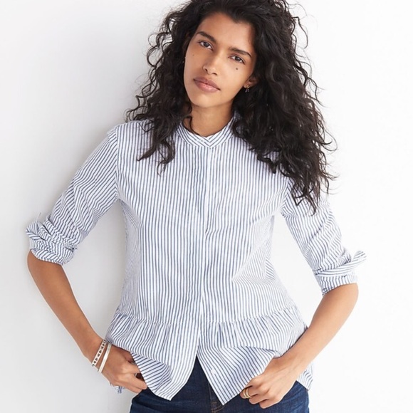 Madewell Dresses & Skirts - Madewell lakeside peplum striped shirt.